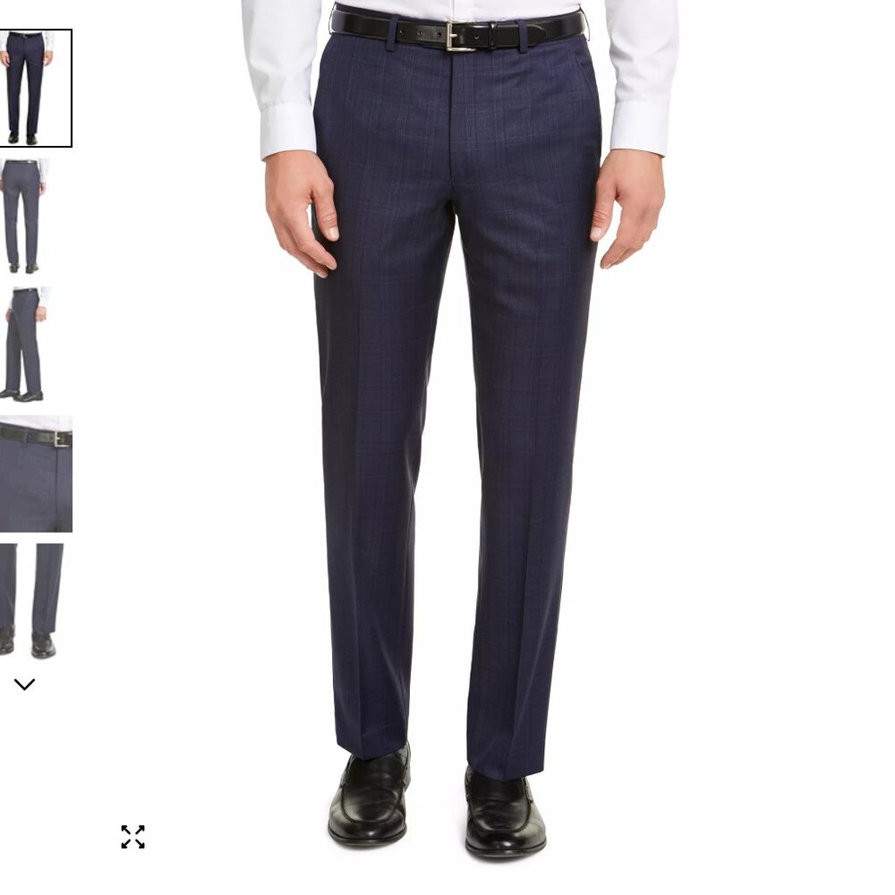 Ralph Lauren Men's Classic-Fit UltraFlex Stretch Blue Check Suit Pants 34x30 NWT